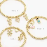 Pulso Niños Corazón Bolitas Chapa de Oro 0781 - Modelo 1