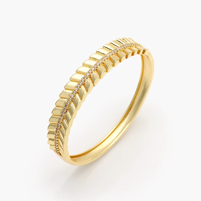 CTP0793 Brazalete Zirconias Blancas Chapa de Oro 0793 - Imagen 1