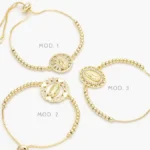 Pulso Ajustable Virgen Guadalupe Corazones Zirconias Blancas Chapa de Oro 871