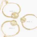 Pulso Ajustable Virgen Guadalupe Zirconias Blancas Chapa de Oro 872 - Modelo 1