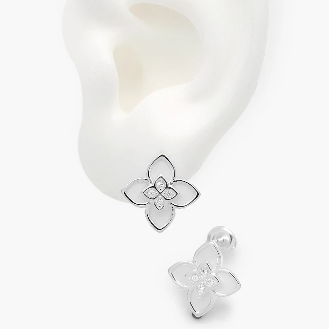 PA137 Aretes Plata .925 Flor Trébol 0137 - Imagen 1