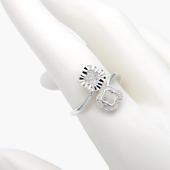 PB0240 Anillo Plata .925 Flor Trébol 240 - Imagen 1