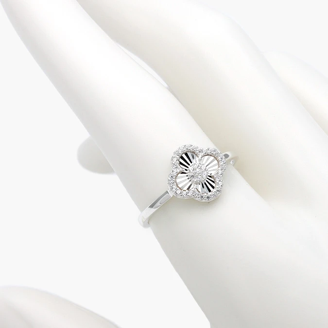 PB0242 Anillo Plata .925 Flor Trébol 242 - Imagen 1