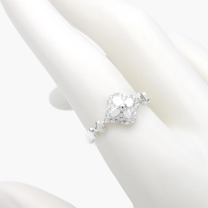 PB0246 Anillo Plata .925 Flor Trébol 246 - Imagen 1