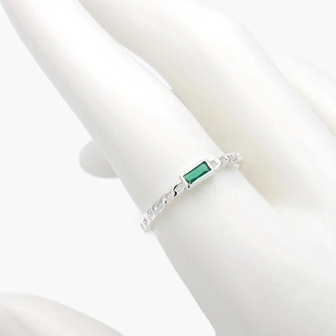 PB0269 Anillo Plata .925 Piedra Verde 269 - Imagen 1