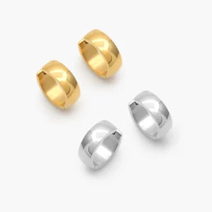 Arracadas Chunky Lisas sin Piedras Acero Inoxidable 291