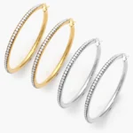 Arracadas Grandes Zirconias Blancas Acero Inoxidable 294 - Oro
