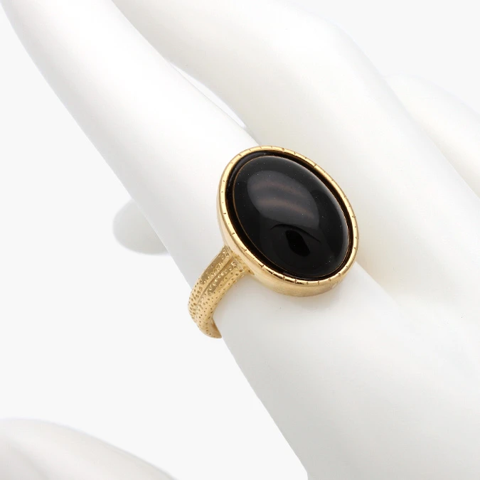 AB0081A Anillo Piedra Acrílico Negro Acero Inoxidable 681 - Imagen 1