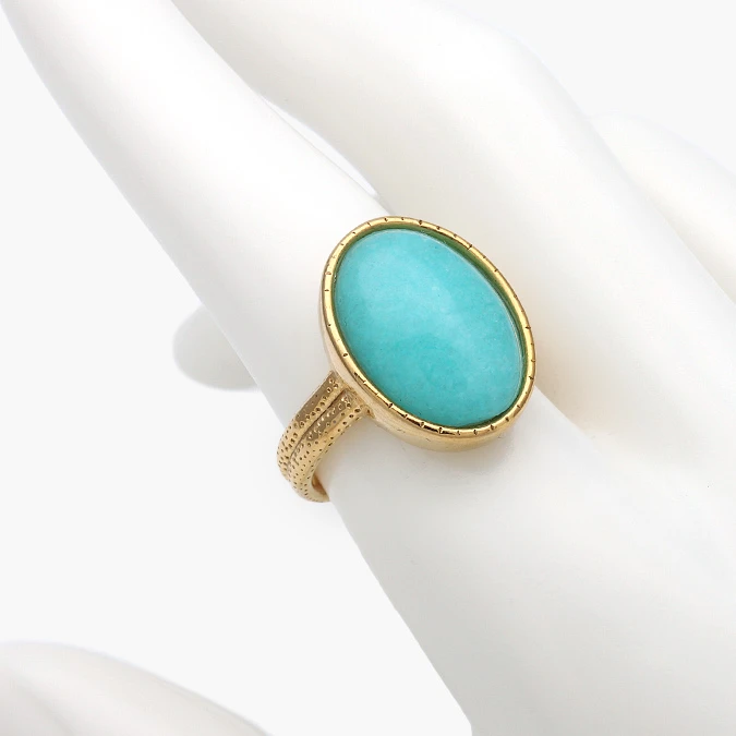 AB0081B Anillo Piedra Acrílico Azul Acero Inoxidable 681 - Imagen 1