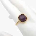 Anillo Piedra Acrílico Morado Acero Inoxidable 682