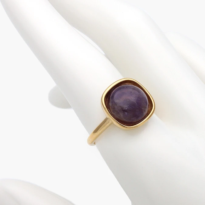 AB0082A Anillo Piedra Acrílico Morado Acero Inoxidable 682 - Imagen 1