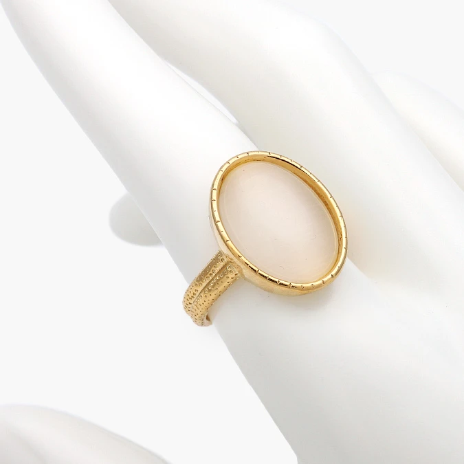 AB0083A Anillo Piedra Acrílico Rosa Acero Inoxidable 683 - Imagen 1
