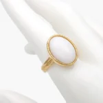 Anillo Piedra Acrílico Blanca Acero Inoxidable 683