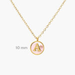 Inicial Acero Inoxidable Madre Perla Rosa 10mm.