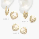 Arracadas Corazones Zirconias Blancas Chapa de Oro 941
