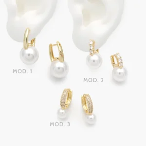 Arracadas Perlas Zirconias Blancas Chapa de Oro 943
