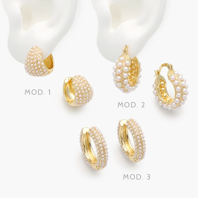 CA40944 Arracadas Perlas Chapa de Oro 944 - Imagen 1