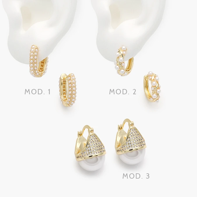 CA40945 Arracadas Perlas Chapa de Oro 945 - Imagen 1