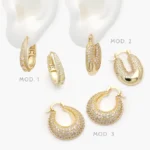 Arracadas Zirconias Blancas Chapa de Oro 946 - Modelo 1