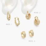 Arracadas Zirconias Blancas Chapa de Oro 948 - Modelo 1