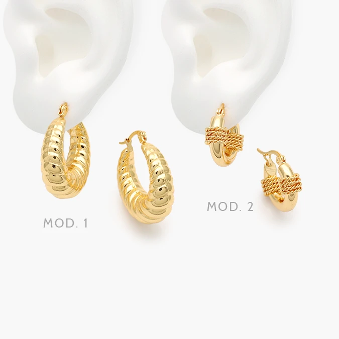 CA40950 Arracadas Chunky Chapa de Oro 950 - Imagen 1