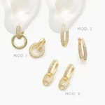Arracadas Zirconias Blancas Chapa de Oro 951