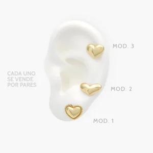 Broqueles Corazones Lisos sin Piedras Chapa de Oro 448