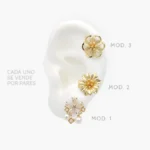 Broqueles Flores Perlas Chapa de Oro 449