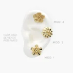 Broqueles Flores Lisas Sin Piedras Chapa de Oro 450 - Modelo 1