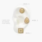 Broqueles Gota Zirconias Blancas Chapa de Oro 453 - Modelo 1