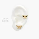Broqueles Mariposas Zirconias Negas y Blancas Chapa de Oro 456 - Blanca