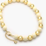Collar Acrílico Resina Blanca Chapa de Oro
