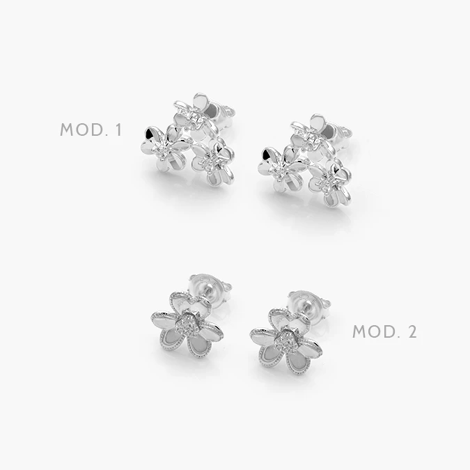 PA50257 Broqueles Flores Plata .925 257 - Imagen 1