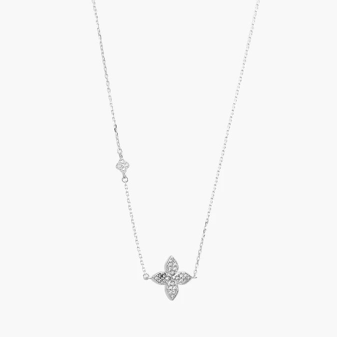 PD0172 Collar Plata .925 Flores Trébol 0172 - Imagen 1