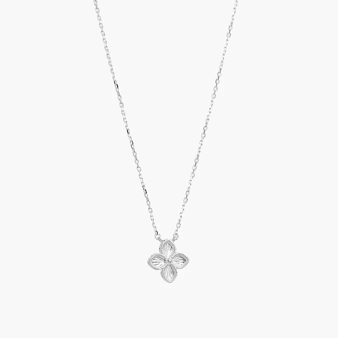 PD0175 Collar Plata .925 Flores Trébol 0175 - Imagen 1