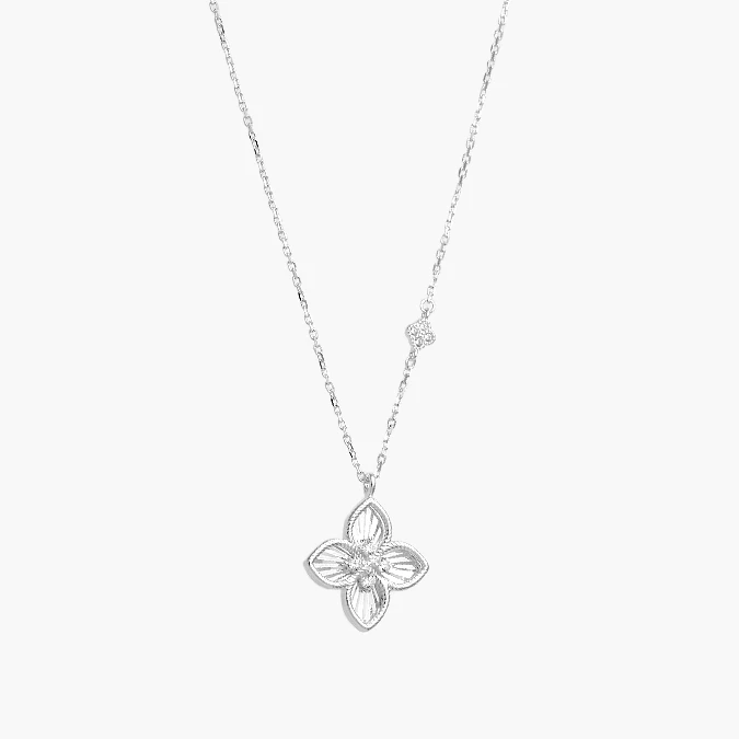 PD0177 Collar Plata .925 Flores Trébol 0177 - Imagen 1
