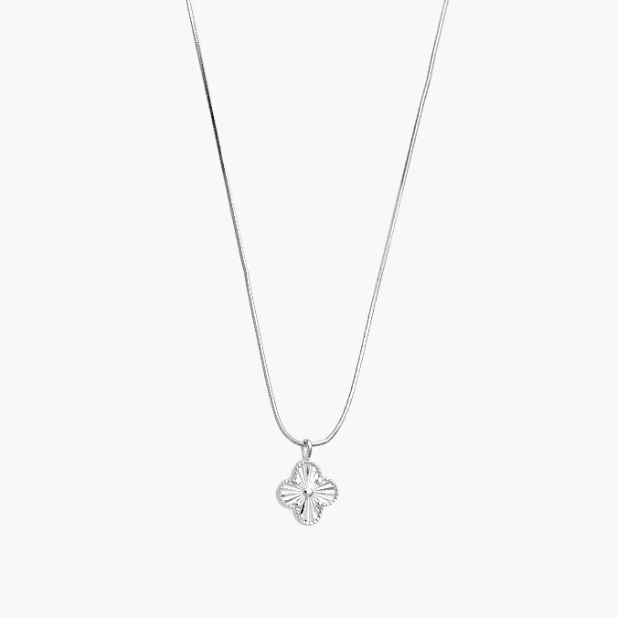 PD0179 Collar Plata .925 Flores Trébol 0179 - Imagen 1