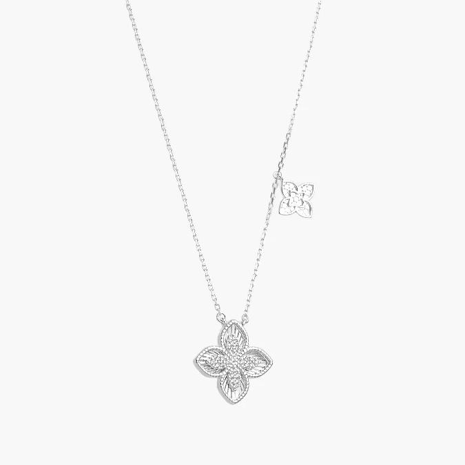 PD0182 Collar Plata .925 Flores Trébol 0182 - Imagen 1