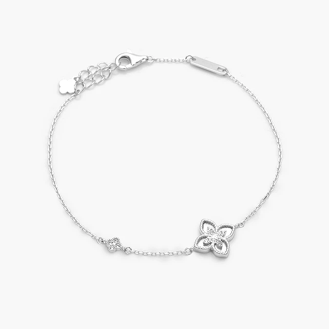 PP0137 Pulso Plata .925 Flores Trébol 0137 - Imagen 1