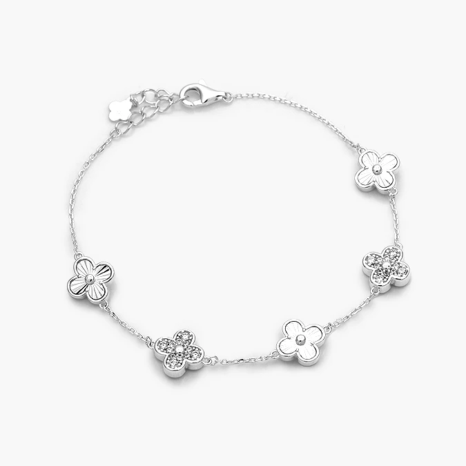 PP0138 Pulso Plata .925 Flores Trébol 0138 - Imagen 1